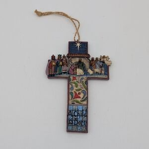 Jim Shore Nativity Scene Cross Hanging Ornament